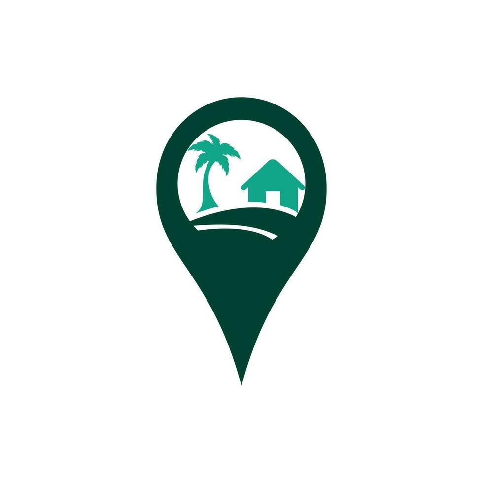 GPS beach sign vector logo design. GPS and beach resort icon logo design.