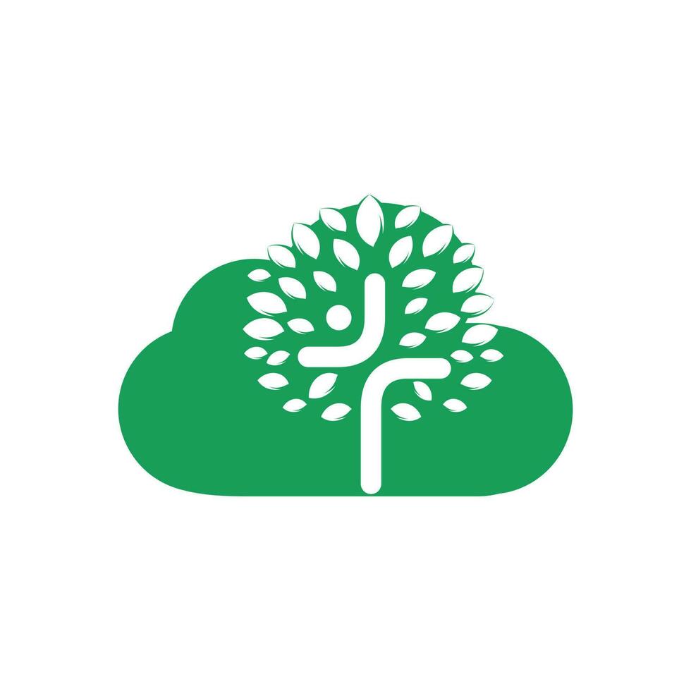 diseño de vector de icono de símbolo de cruz religiosa de nube y árbol abstracto.