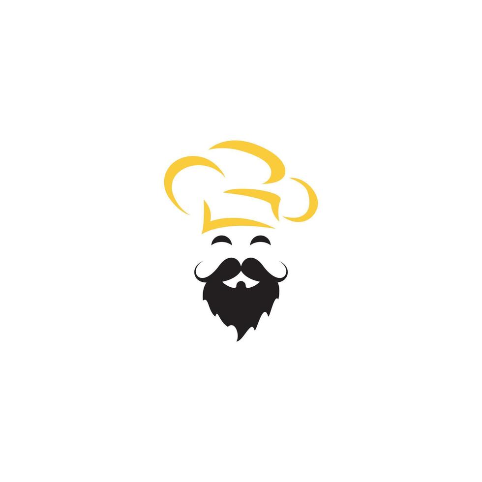Master chef vector logo design. Head chef with mustache and beard vector logo.