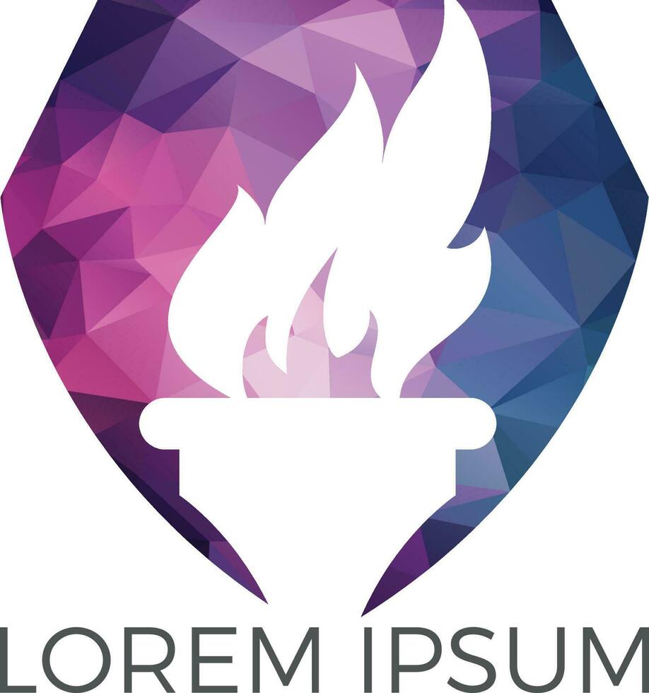 Torch flame logo design. Torch with a burning flame vector. vector