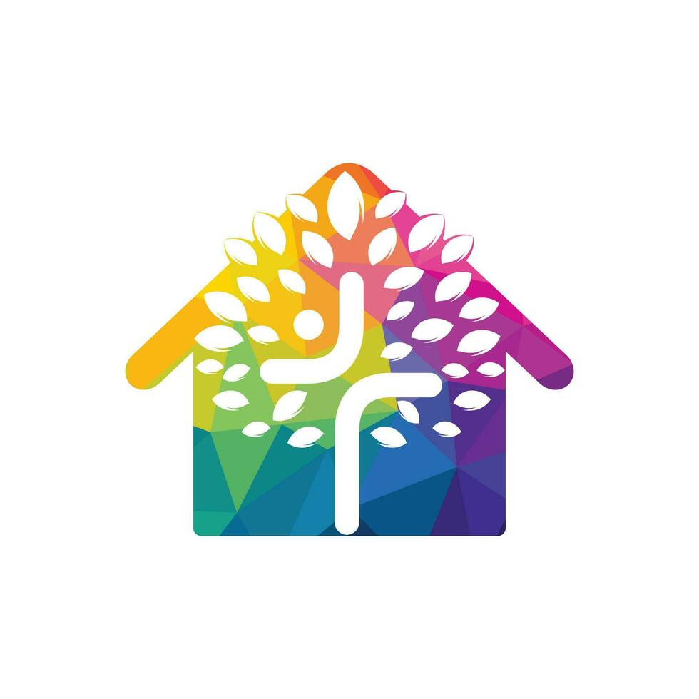 diseño de vector de icono de símbolo de cruz religiosa de hogar y árbol abstracto.