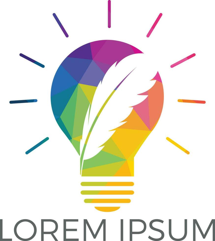 Feather bulb logo design. Educational and institutional logo design template. vector