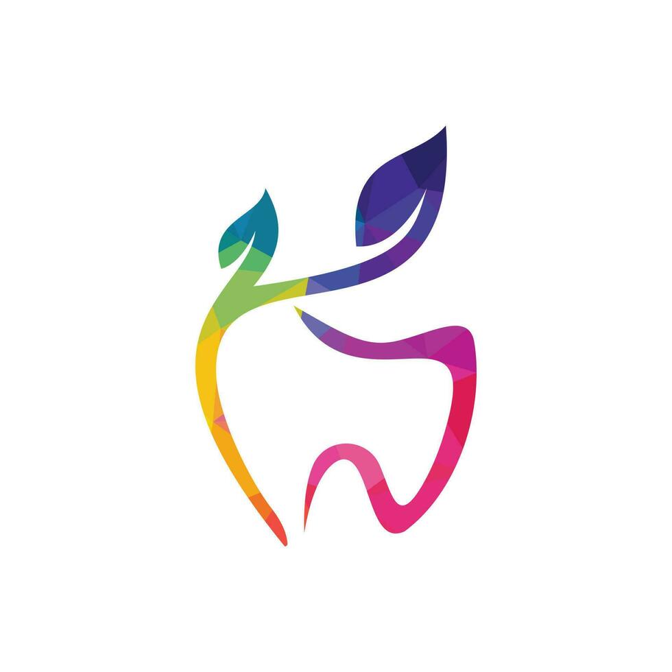 diseño de logotipo de vector dental natural. diseño de logotipo de icono de diente y hoja.