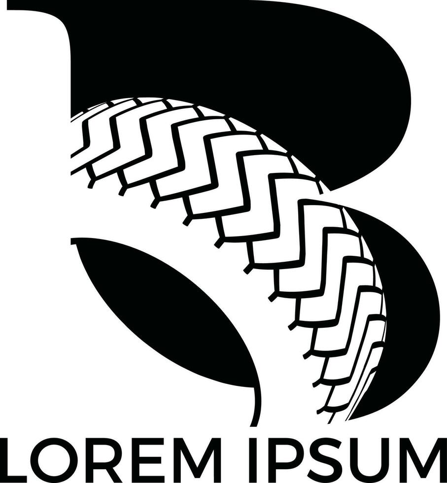 B letter logo car wheel logo design. Tyre company or tyre shop vector