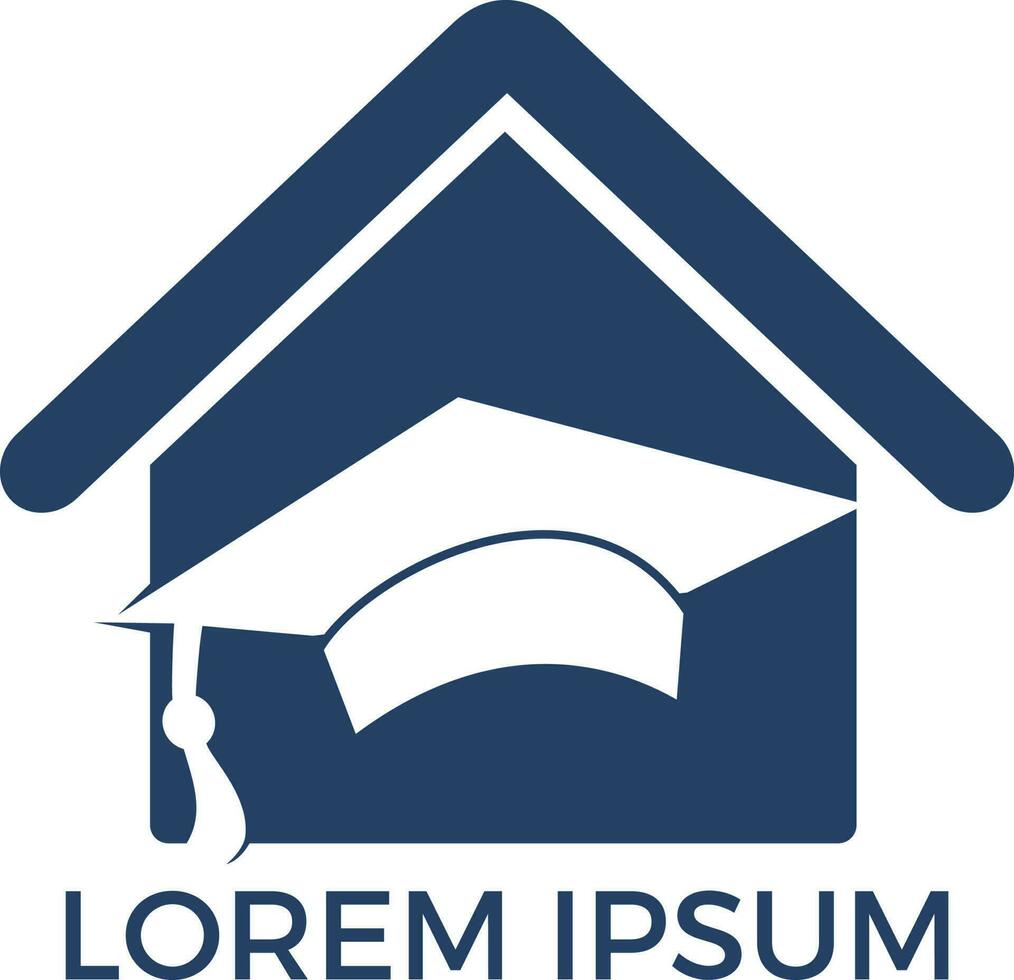 House School Education Logo Design. Student housing logo template. Students accommodation vector design. Bachelor cap and house roof logo.