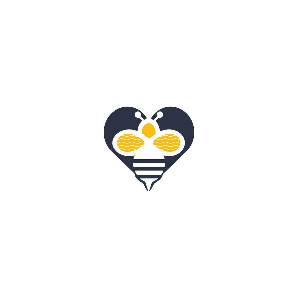 Love bee logo design. Bee loved vector logo concept.