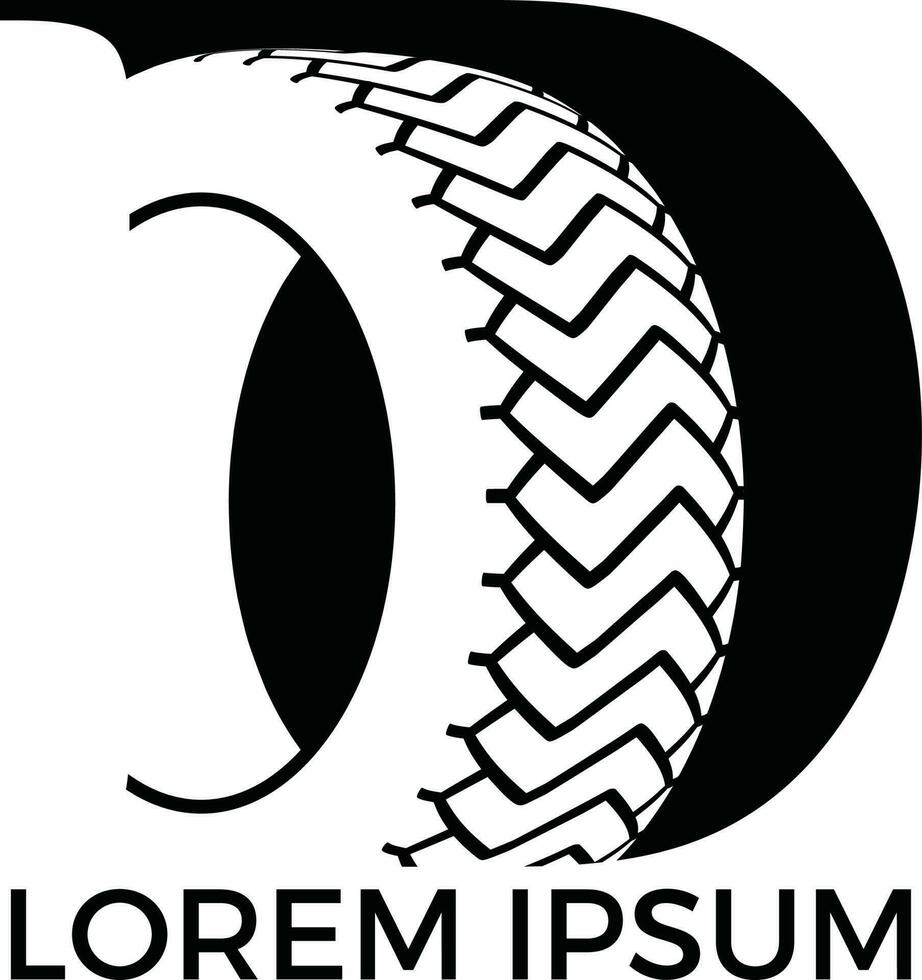 D letter logo car wheel logo design. Tyre company or tyre shop vector logo design.