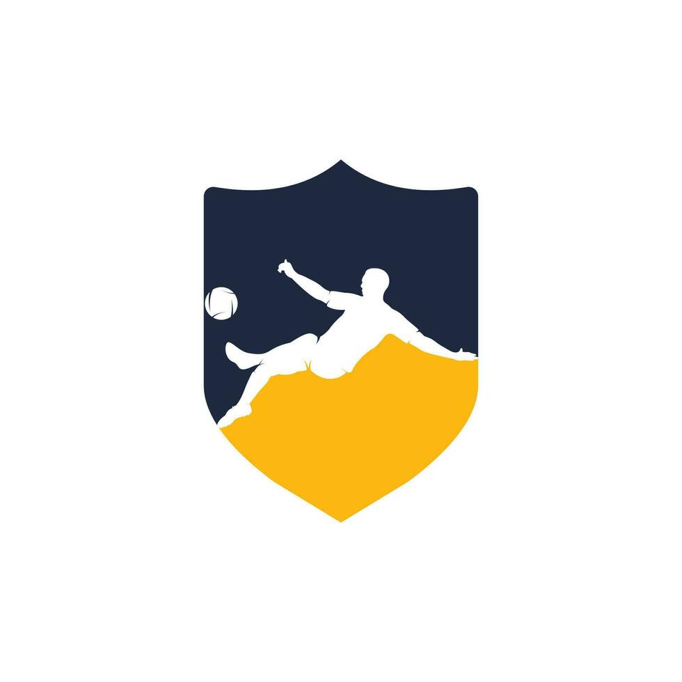 diseño de vector de logotipo de hombre de jugador de fútbol y fútbol.