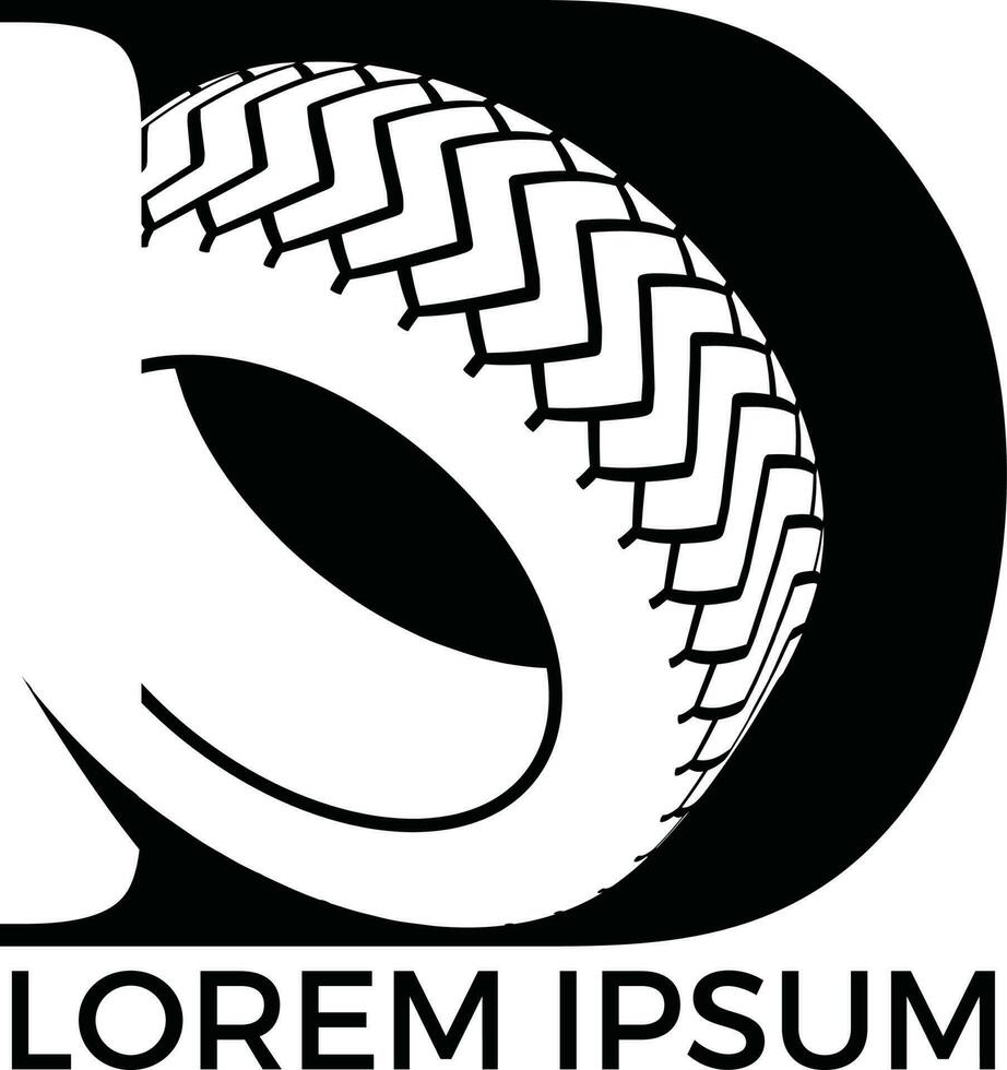 D letter logo car wheel logo design. Tyre company or tyre shop vector logo design.