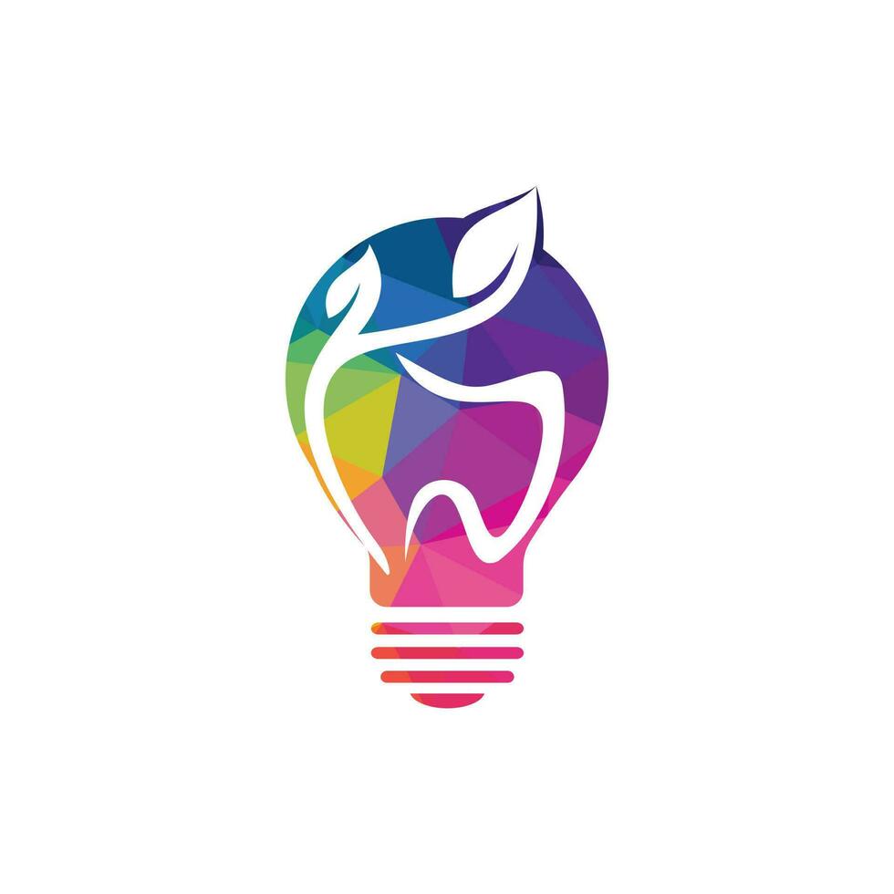 Dental Ideas vector logo design. Tooth and Light Bulb logo concept.