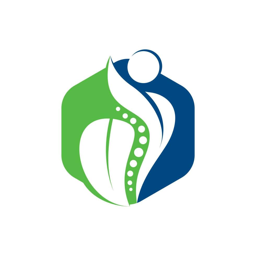 Ilustración de vector de diseño de logotipo de quiropráctica. logotipo de dolor logotipo de cuidado de la columna vertebral. centro de bienestar óseo, ortopédico, quiropráctico.