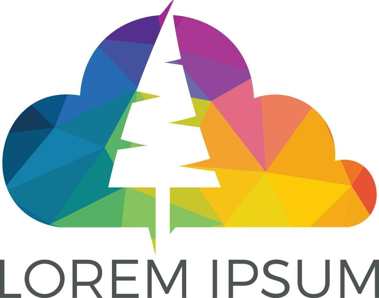 Cloud Tree Vector Logo Design.