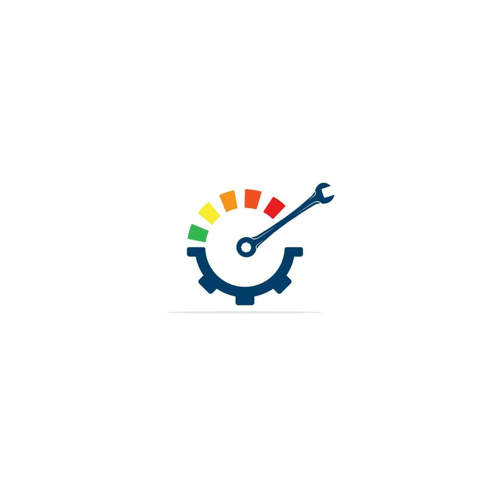 Automobile, car repairing service logo design. Wrench in gear icon, mechanic tools vector illustration..