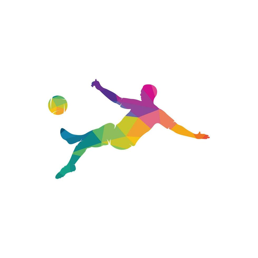 diseño de vector de logotipo de hombre de jugador de fútbol y fútbol.