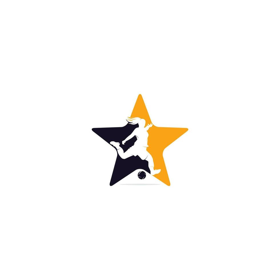 diseño del logotipo vectorial del club de estrellas de fútbol femenino. concepto de logotipo de empresa de deportes de fútbol femenino. vector