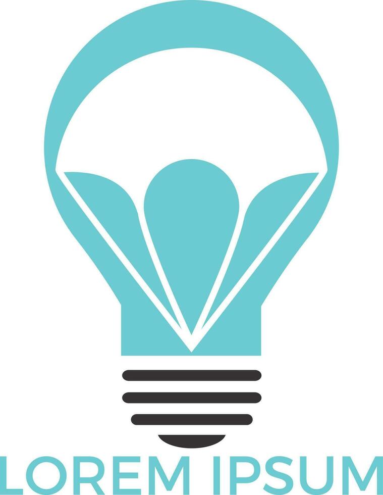 Parachute and light bulb logo design. Delivery air balloon symbol. Business corporate vector icon.