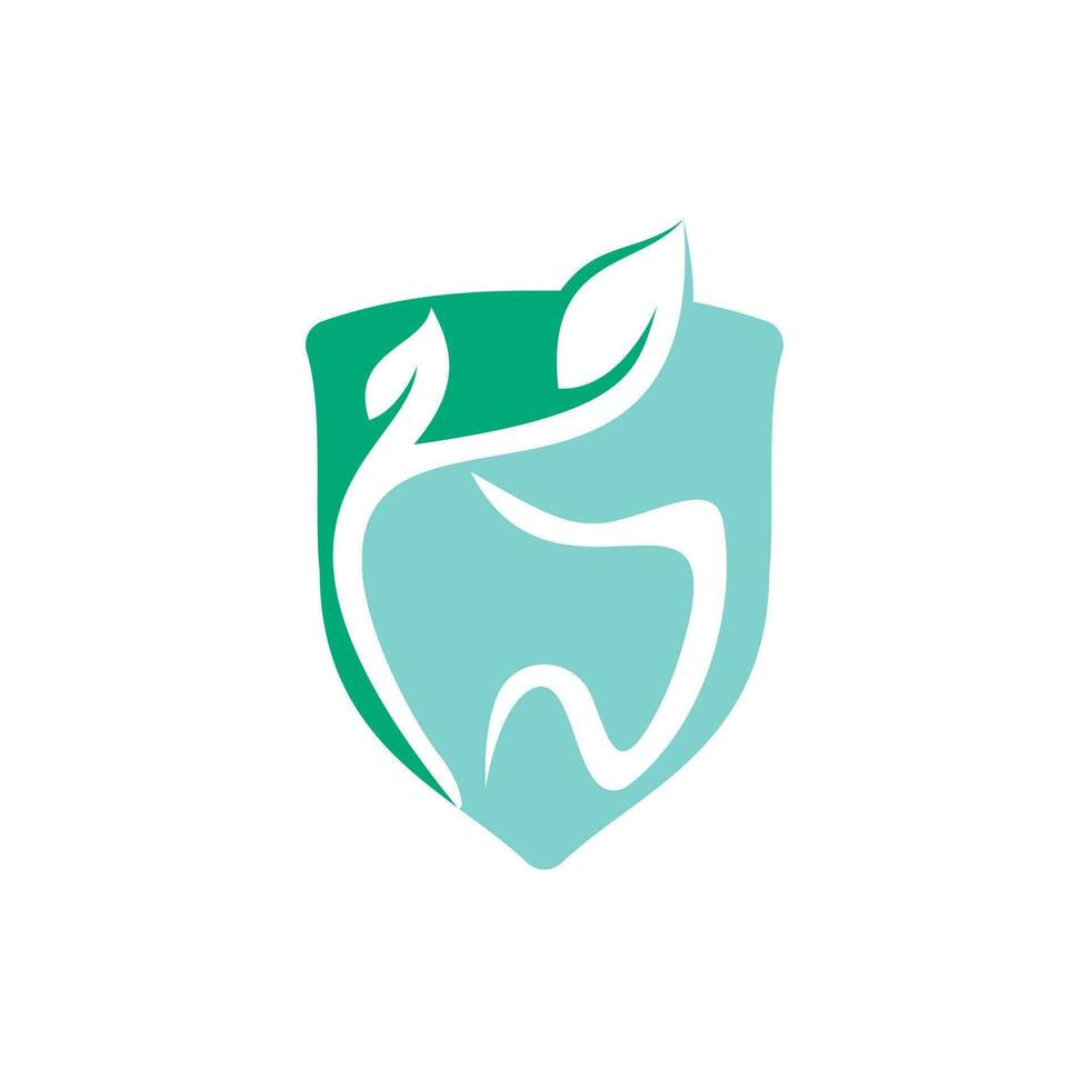 Natural dental vector logo design. Tooth and leaf icon logo design.