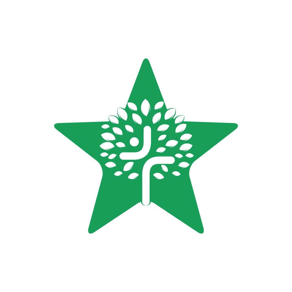 Diseño de vector de icono de símbolo de cruz religiosa de estrella y árbol abstracto.