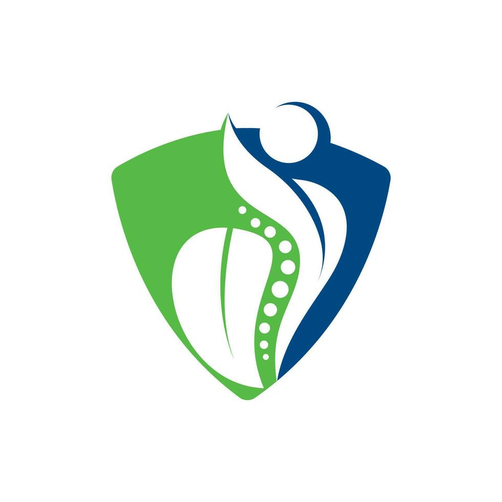 Ilustración de vector de diseño de logotipo de quiropráctica. logotipo de dolor logotipo de cuidado de la columna vertebral. centro de bienestar óseo, ortopédico, quiropráctico.