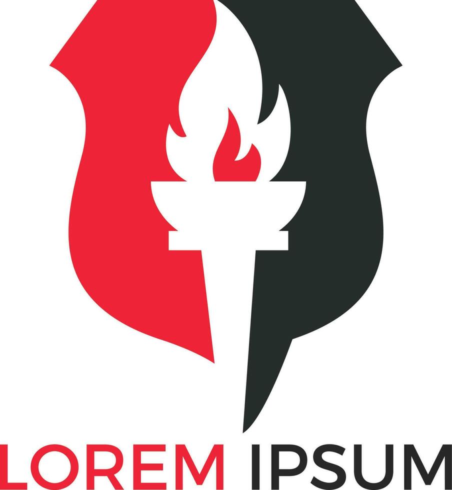 Torch flame logo design. Torch with a burning flame vector. vector