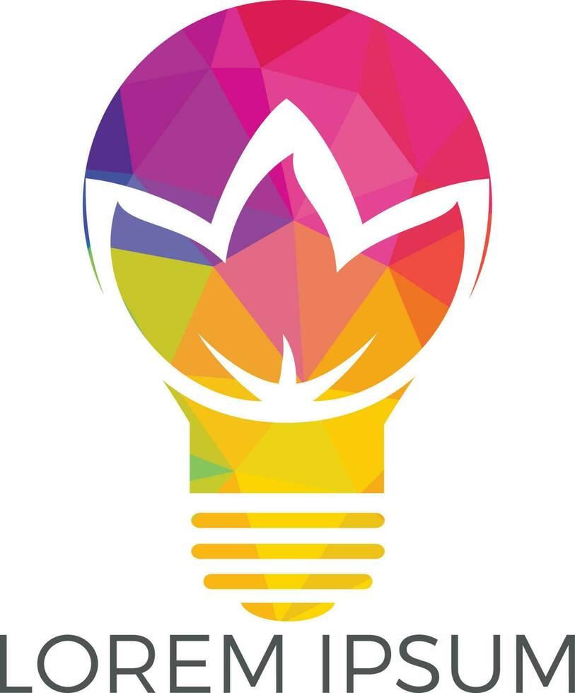 Abstract light bulb and lotus flower logo design. Yoga and spa beauty logo design template. vector