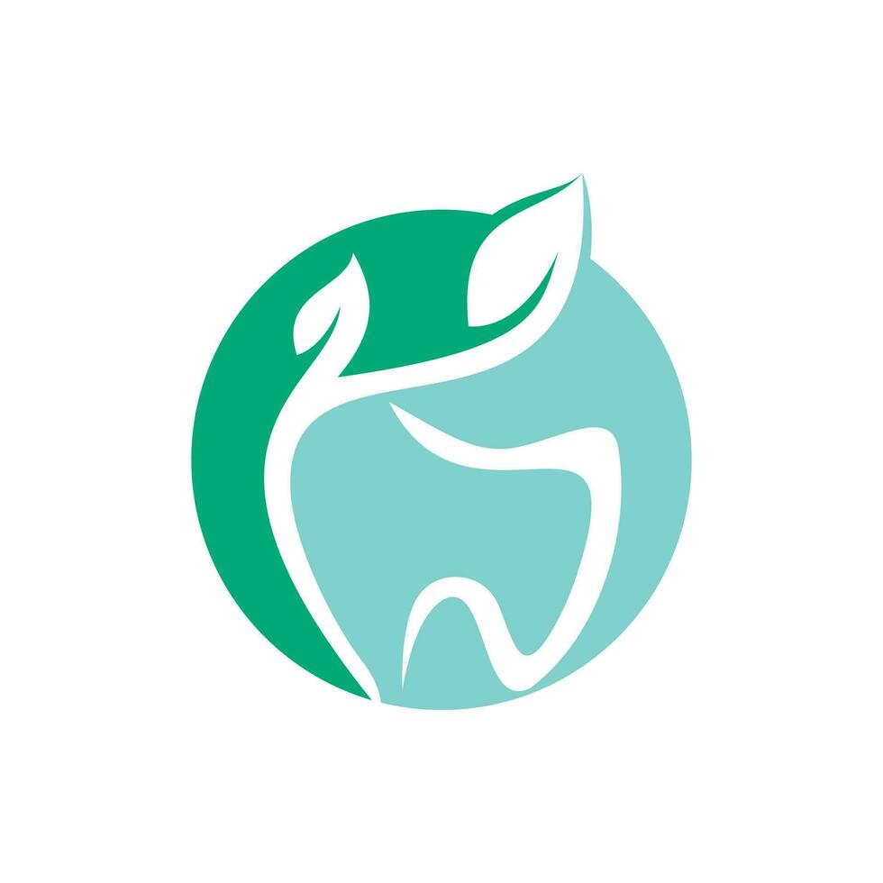 Natural dental vector logo design. Tooth and leaf icon logo design.