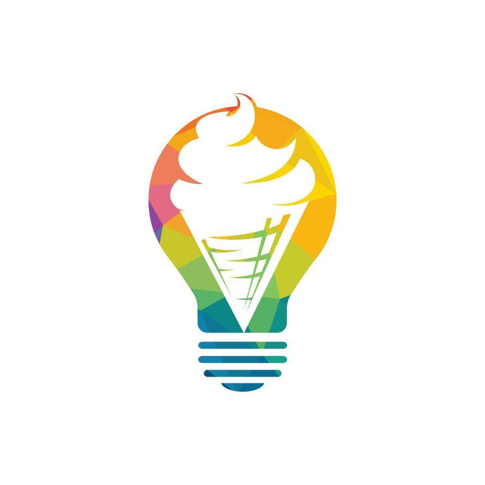 Ice cream in the waffle cone logo. Ice cream cone vector icon.