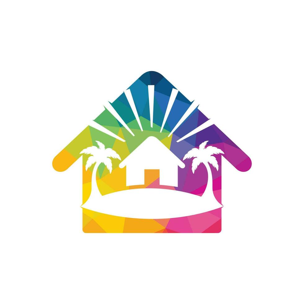 diseño del logo de la casa de playa. diseño del logotipo del resort de playa. vector