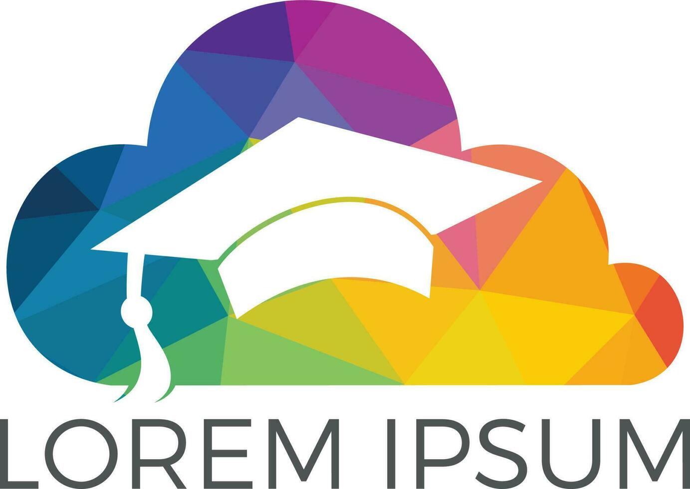 diseño de logotipo de gorra de nube y graduación. diseño de logotipo vectorial institucional y educativo. vector