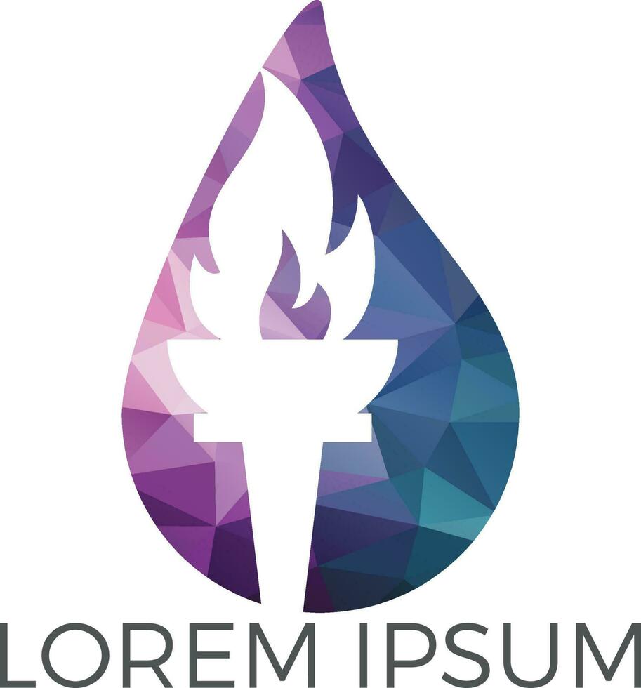 Torch flame logo design. Torch with a burning flame vector. vector