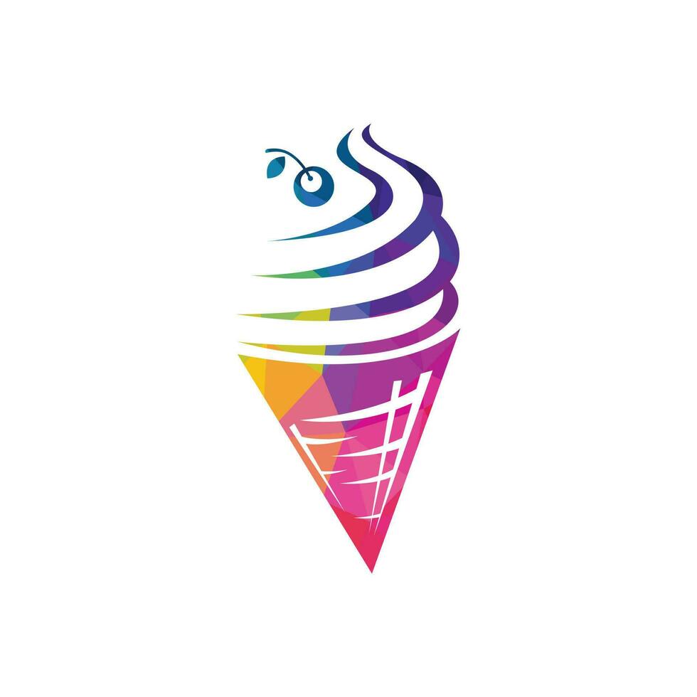 helado en el logo del cono de gofre. icono de vector de cono de helado.