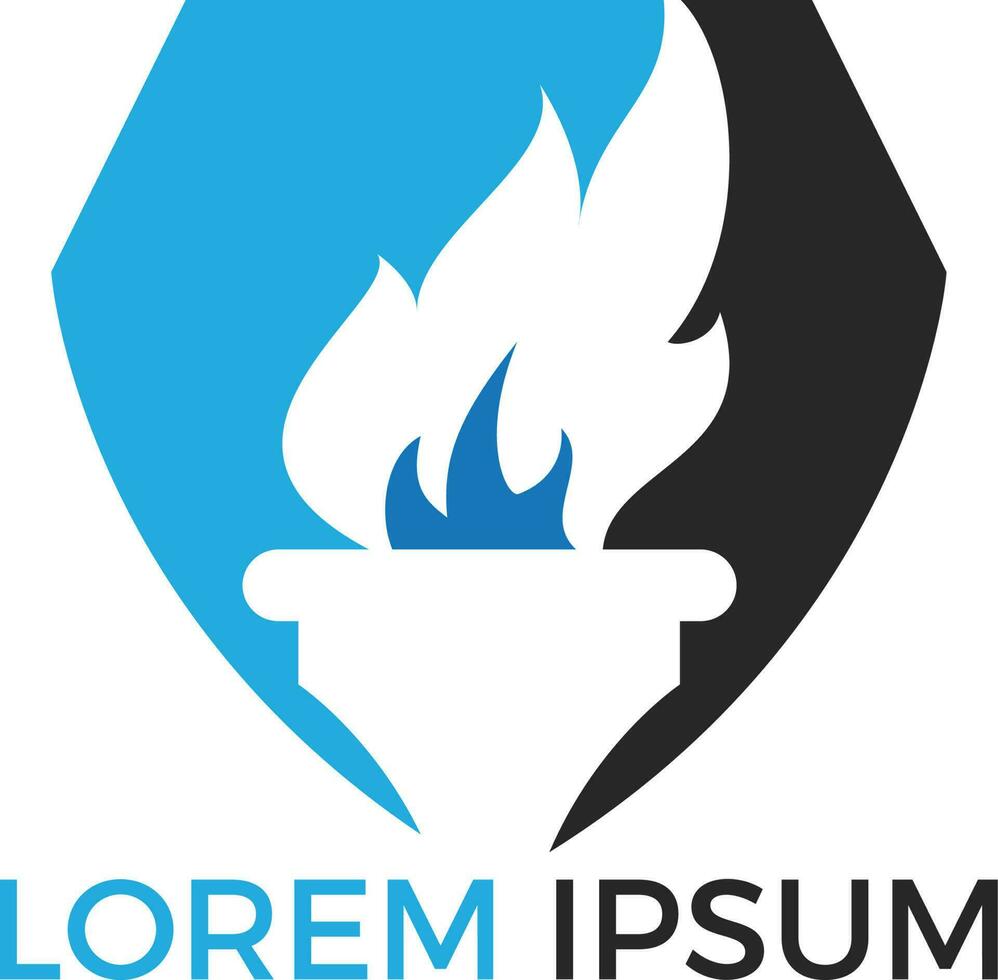 Torch flame logo design. Torch with a burning flame vector. vector