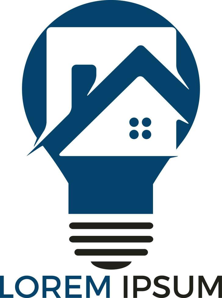 diseño de logotipo de casa inteligente. bombilla con el logo de la casa. concepto de casa intelectual inteligente. vector
