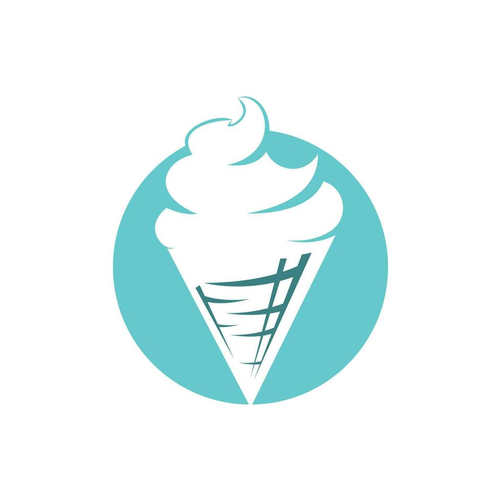 Ice cream in the waffle cone logo. Ice cream cone vector icon.