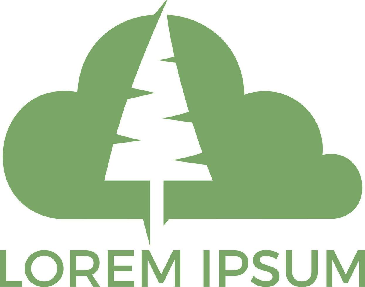 Cloud Tree Vector Logo Design.