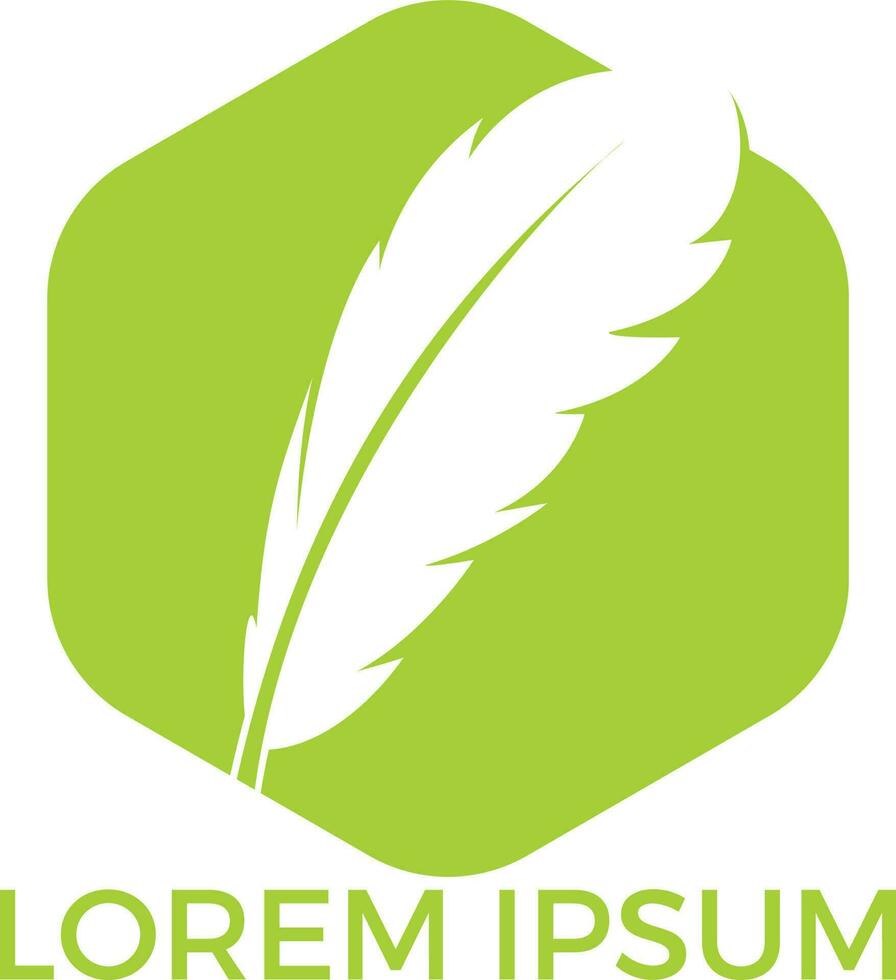 Quill Feather Pen Logo Design. Law Legal Lawyer Copywriter Writer Stationary Logotype concept icon vector