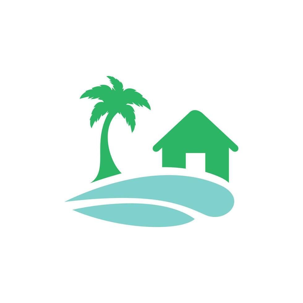 Beach House Logo Design. Beach Resort Logo Design. vector