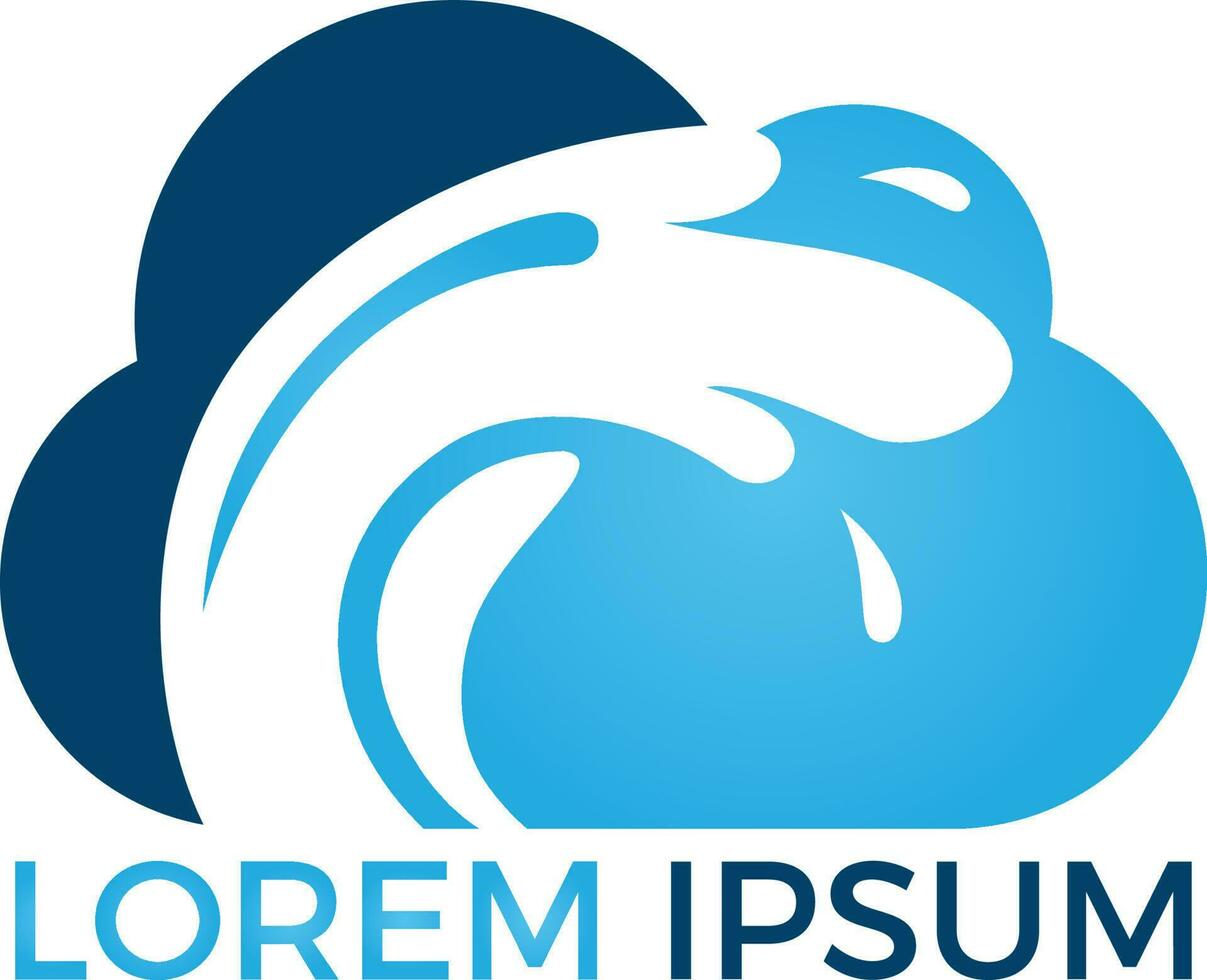 Cloud water wave logo design. Corporate identity template with blue water. vector