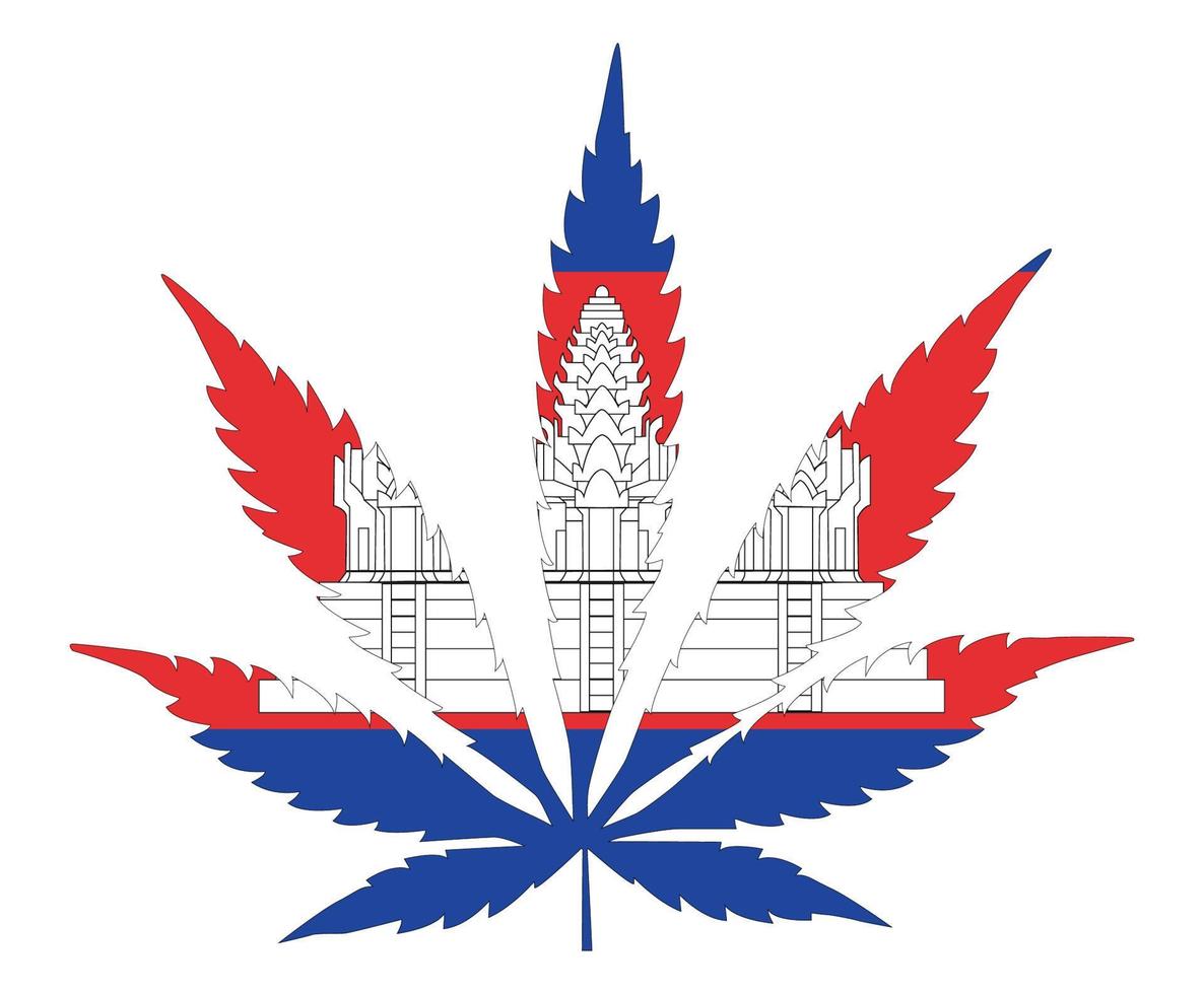 Cannabis leaf flag. The concept of legalization of marijuana, cannabis in Cambodia. vector