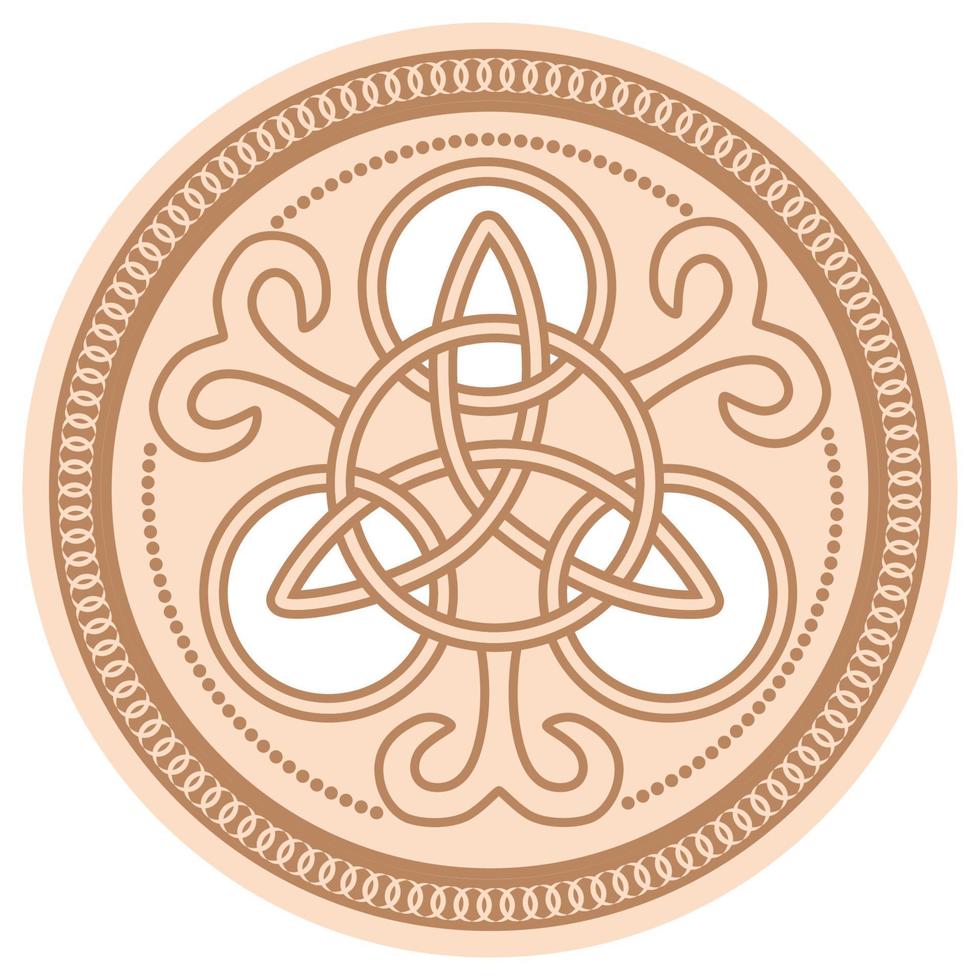 Celtic Trinity Knot. Pendant. Beige trendy, design with runes vector