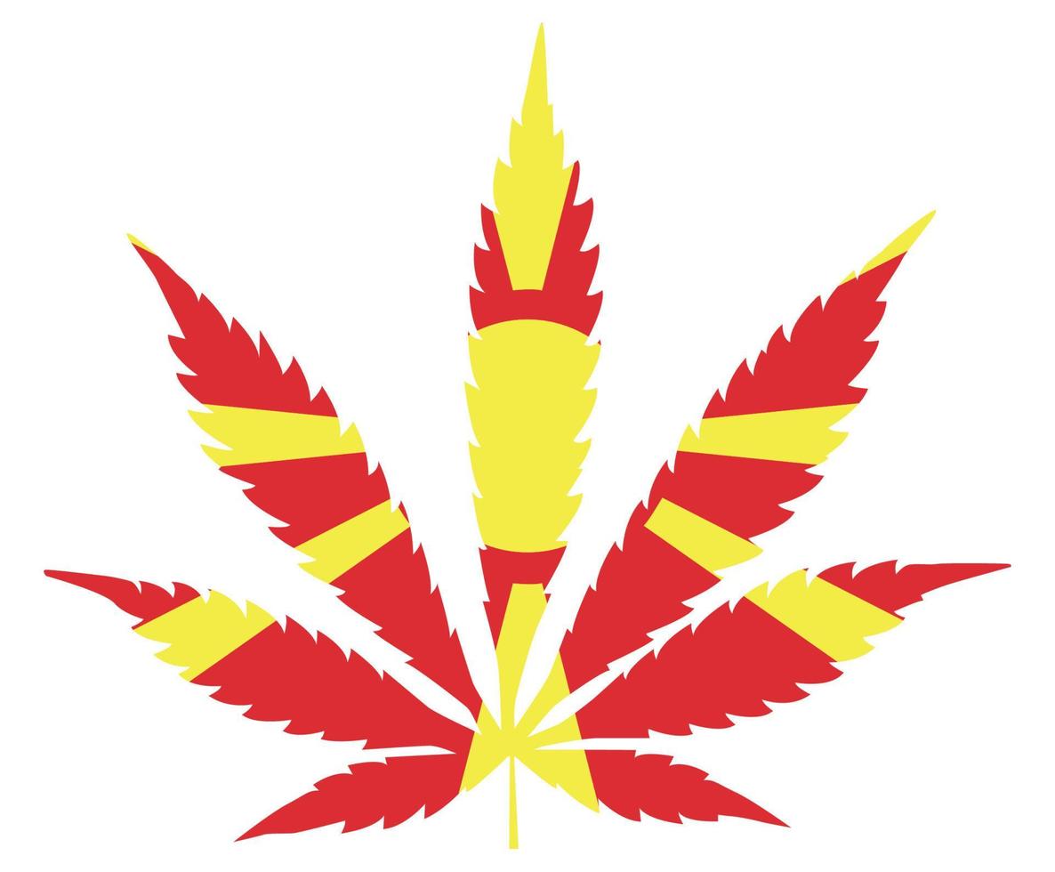 bandera de hoja de cannabis. el concepto de legalización de la marihuana, cannabis en macedonia vector