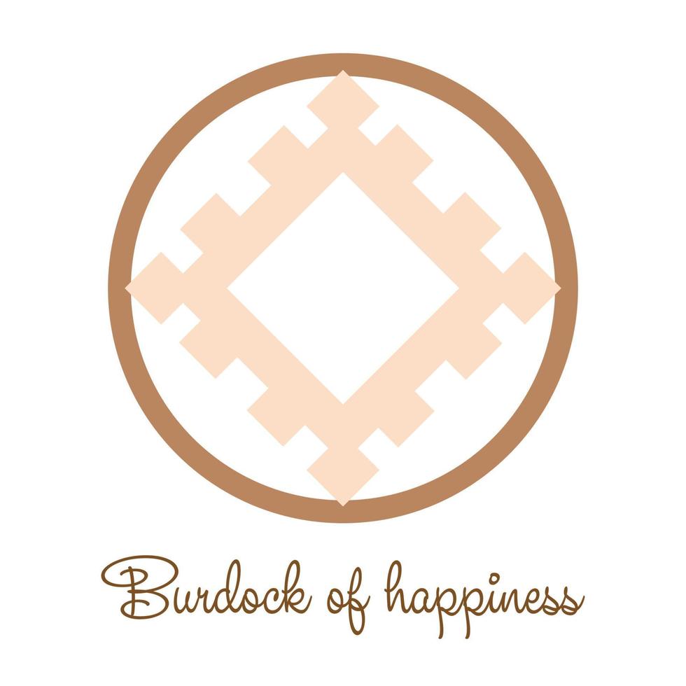 Burdock of happiness, a Slavic symbol decorated with an ornament in a wreath of Scandinavian weaving. Beige trendy design vector