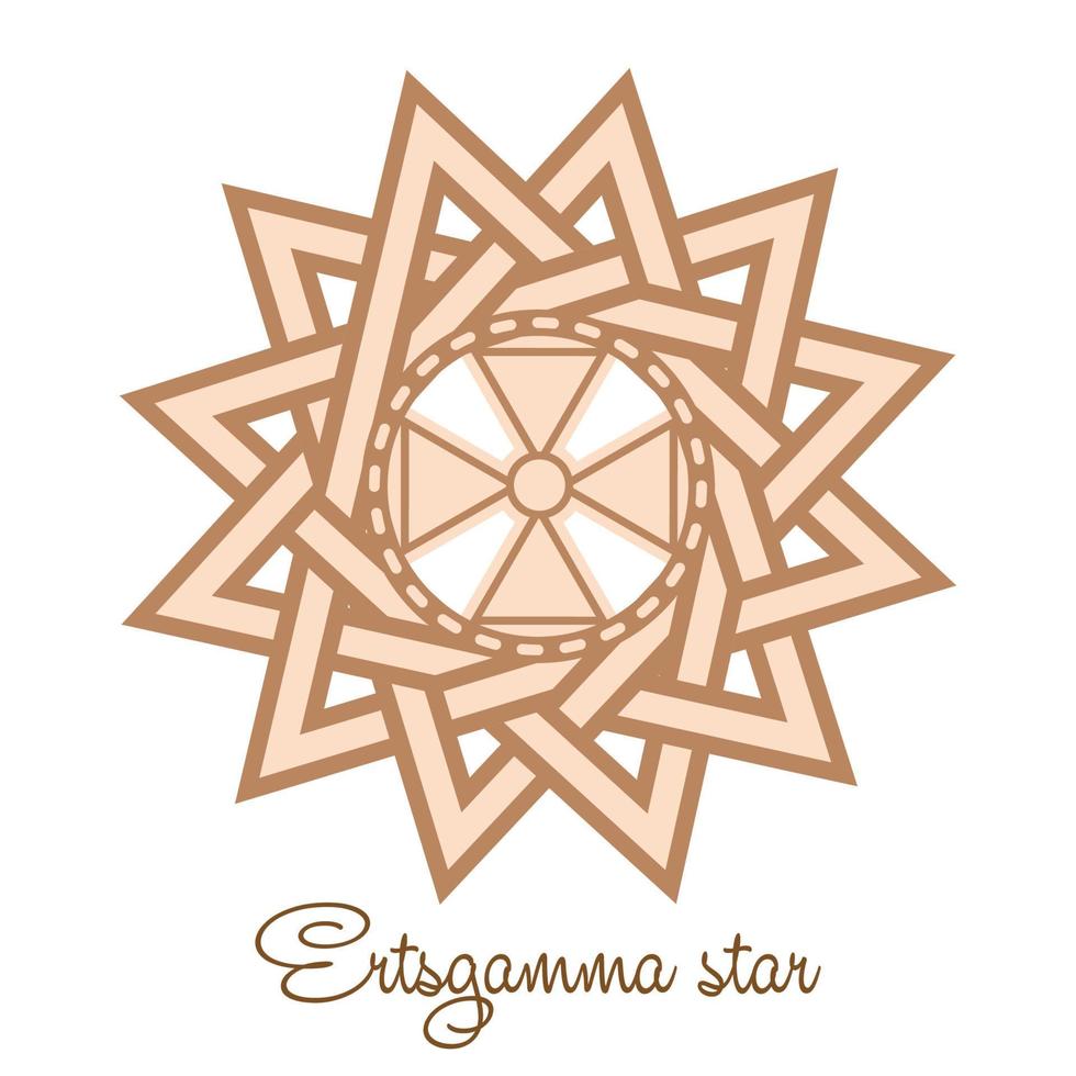 la estrella de ertsgamma, un símbolo eslavo decorado con un adorno en una corona de tejido escandinavo. beige de moda vector