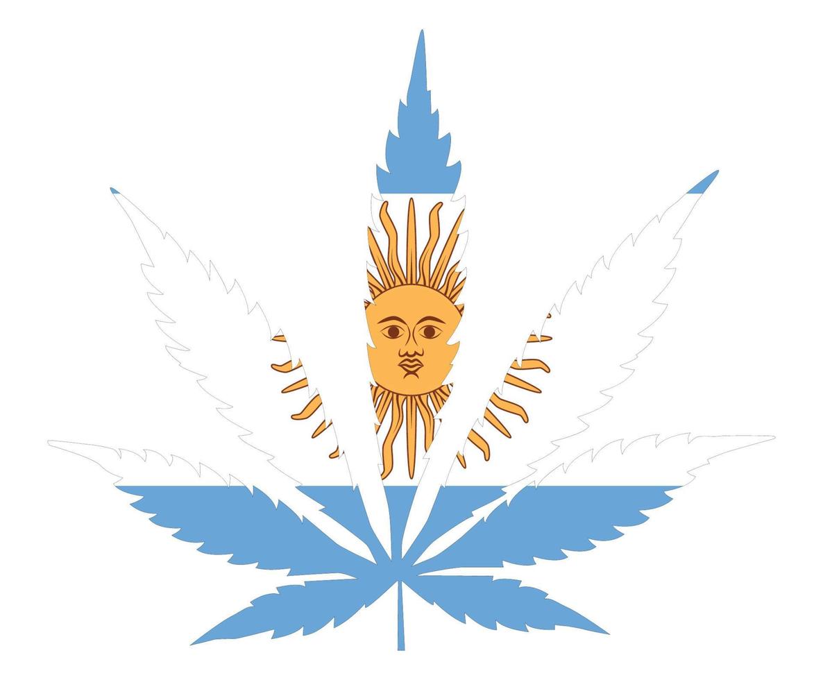 bandera de hoja de cannabis. el concepto de legalización de la marihuana, cannabis en argentina. vector