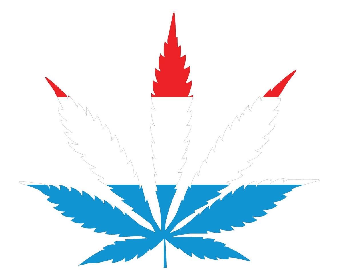 bandera de hoja de cannabis. el concepto de legalización de la marihuana, cannabis en luxemburgo. vector