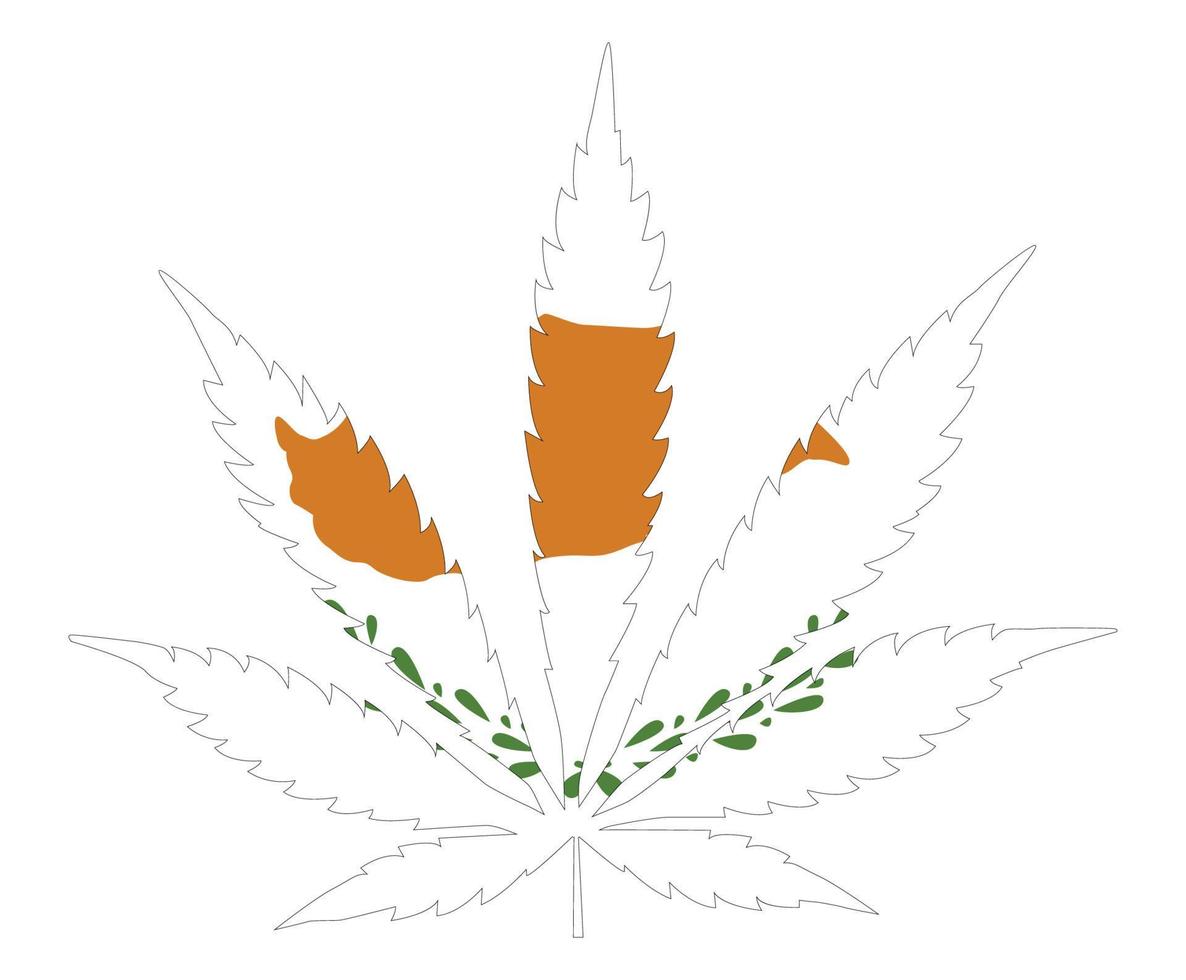 bandera de hoja de cannabis. el concepto de legalización de la marihuana, cannabis en chipre. vector