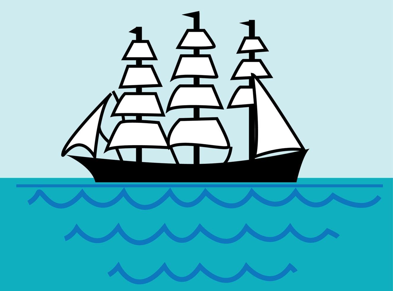 Draccar escandinavo vikingo antiguo, barco normando navegando ilustración vectorial en un fondo blanco vector