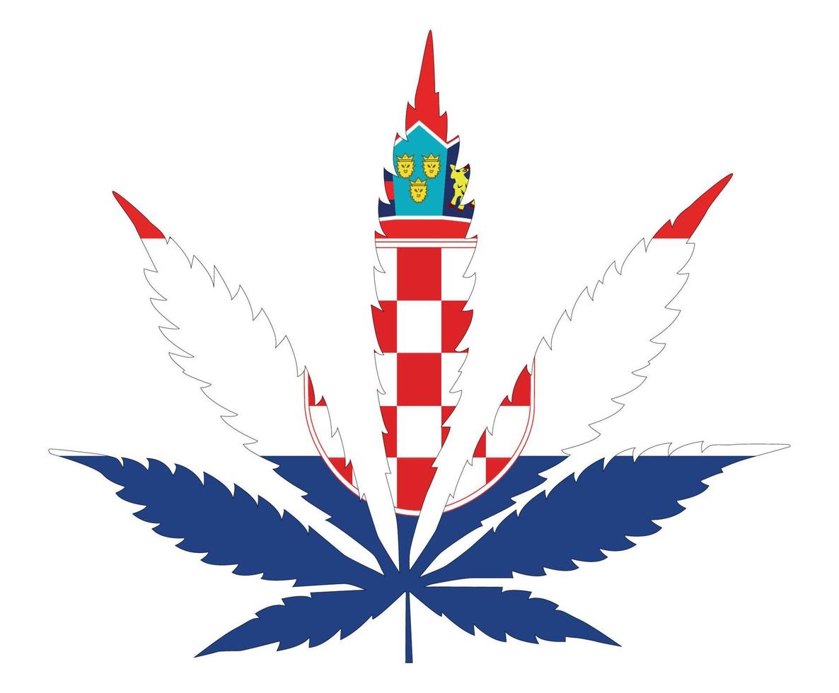 bandera de hoja de cannabis. el concepto de legalización de la marihuana, cannabis en croacia. vector
