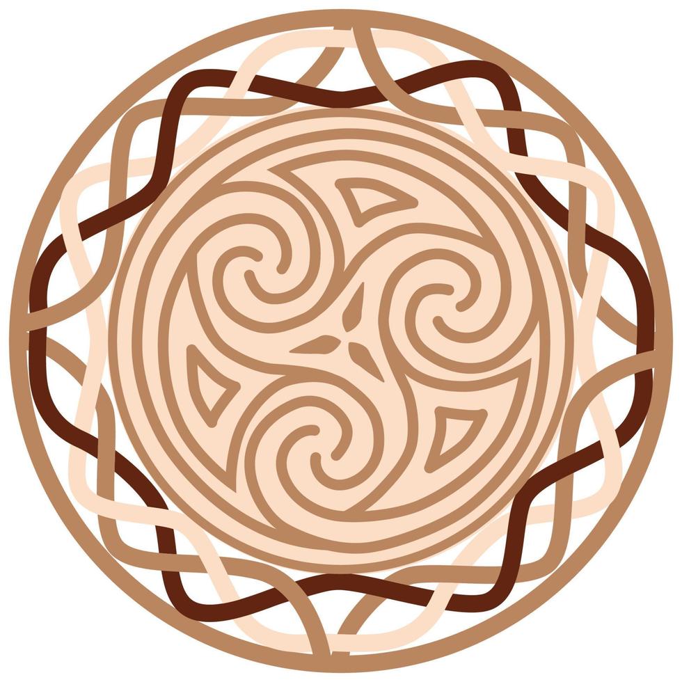 Trixel, a Slavic symbol decorated with an ornament in a wreath of Scandinavian weaving. Beige trendy design vector