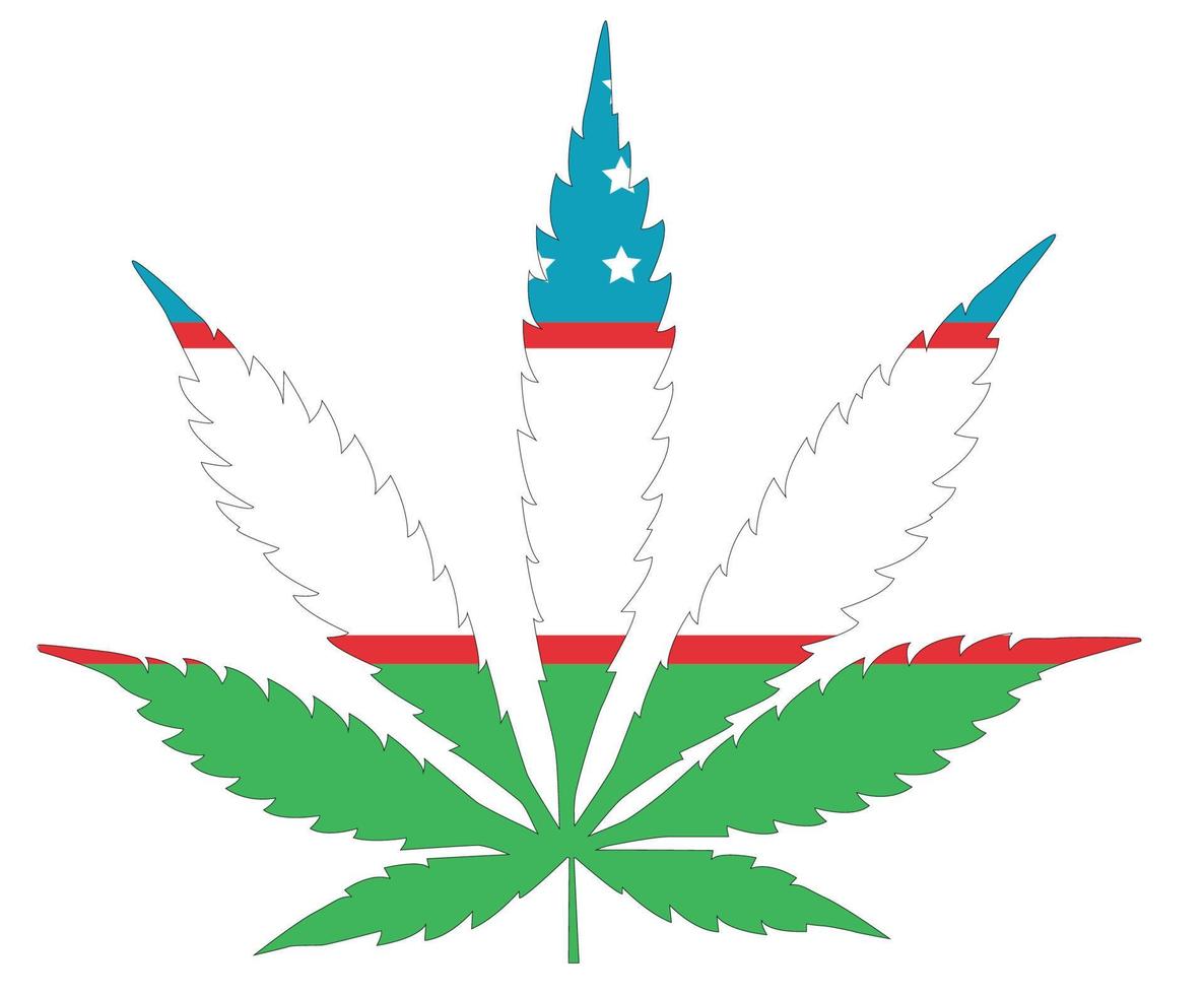 bandera de hoja de cannabis. el concepto de legalización de la marihuana, cannabis en uzbekistán vector